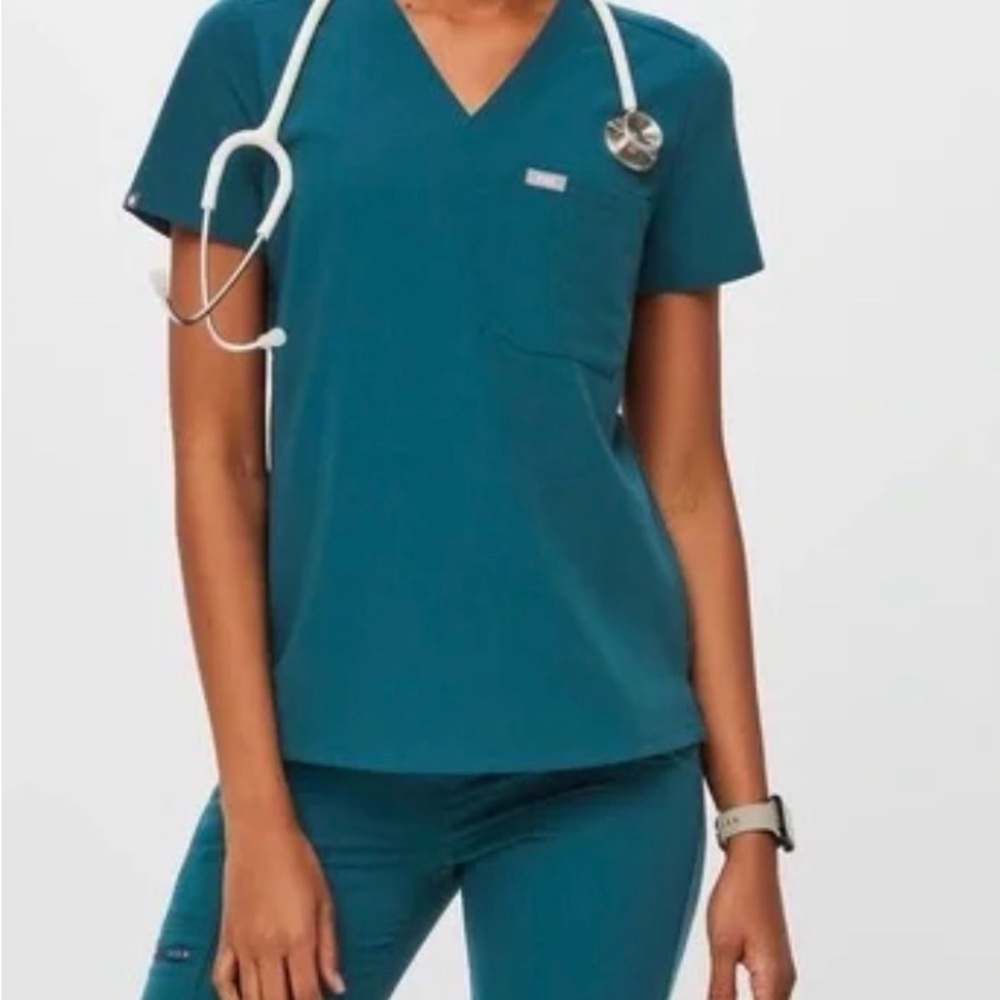Figs S Caribbean Blue Catarina Scrub Top